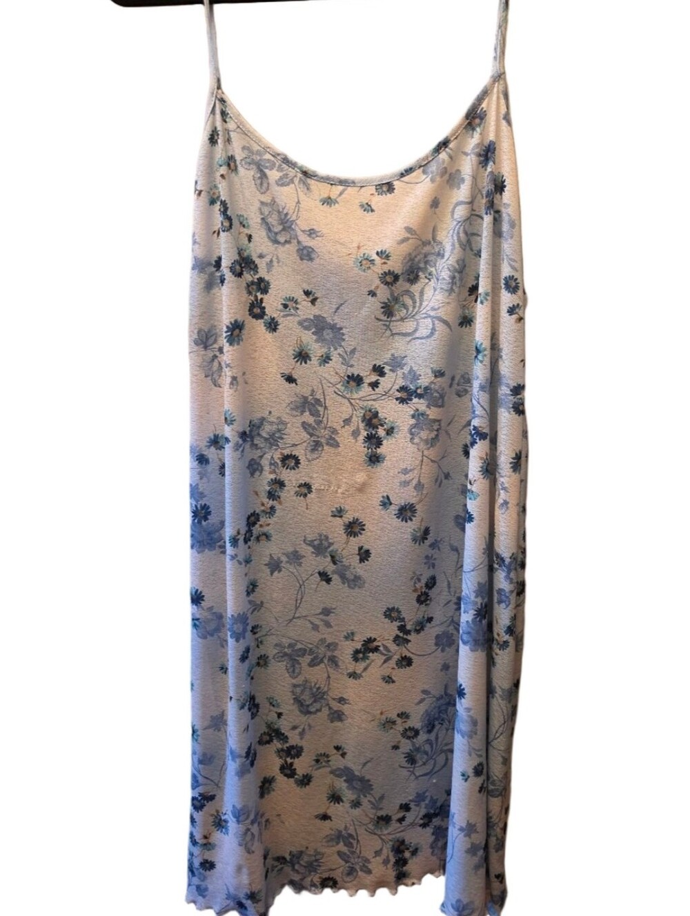 Vintage Wonderbra Floral Slip Dress L Blue Ditsy Y2K Fairy Grunge Chemise